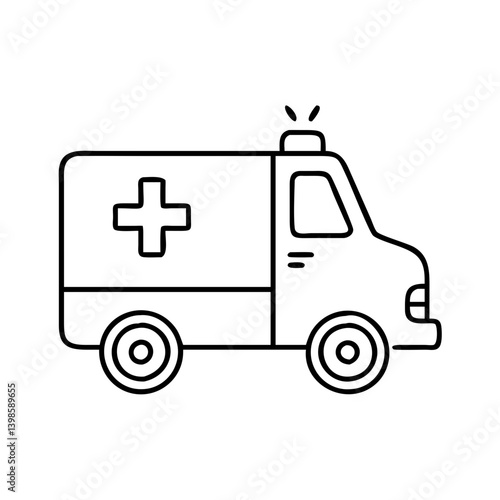 A Simple Line Drawing of an Emergency Medical Vehicle Ambulance