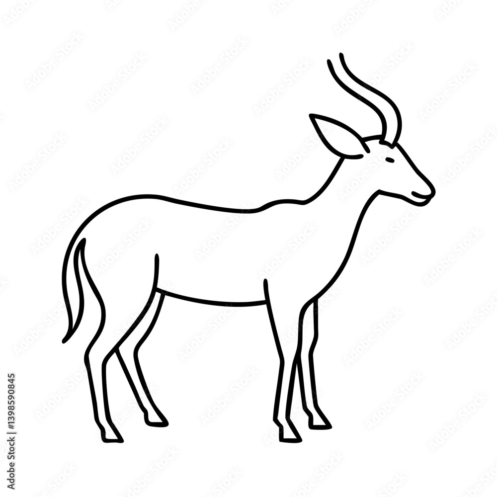 Line Drawing of a Majestic Impala Antelope a graceful African mammal with curved horns Line Drawing of a Majestic Impala Antelope a graceful African mammal with curved horns