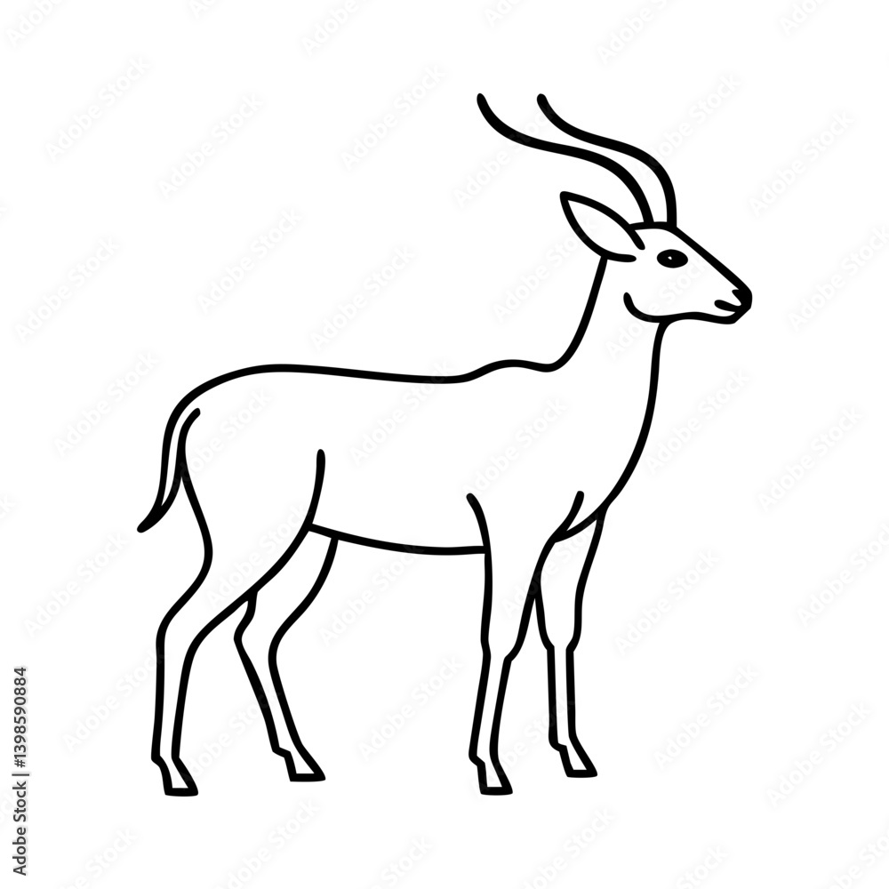 Line Art Drawing of a graceful Impala Antelope standing profile view Line Art Drawing of a graceful Impala Antelope standing profile view