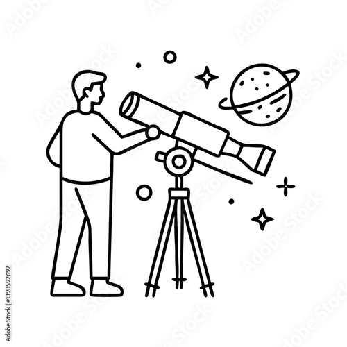 A Person Using a Telescope to Observe Celestial Bodies in the Night Sky
