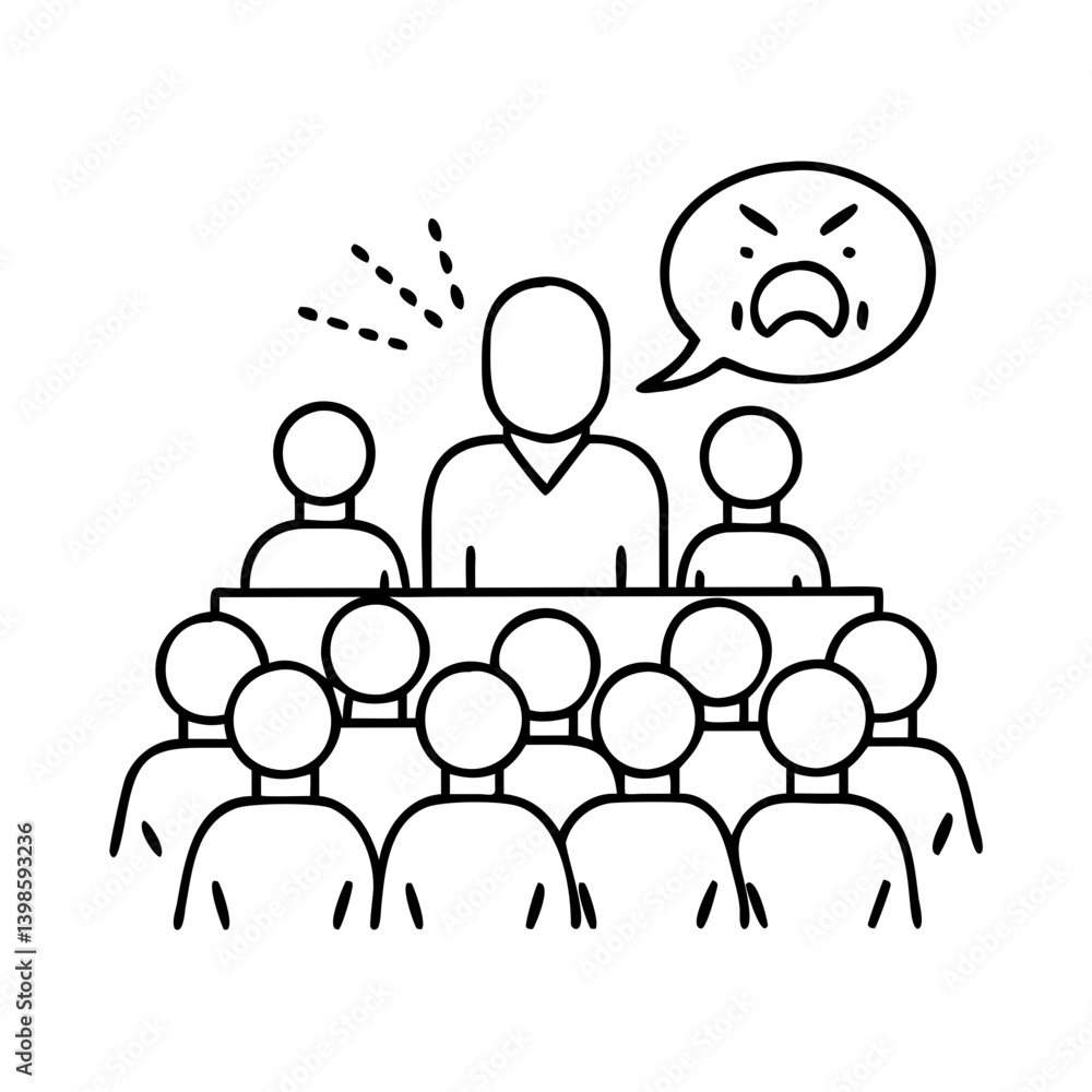 Angry Boss Yelling at a Group of Employees in a Meeting Showing Workplace Stress and Poor Communication Angry Boss Yelling at a Group of Employees in a Meeting Showing Workplace Stress and Poor Communication