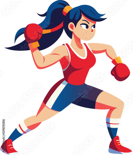Female boxer in action pose