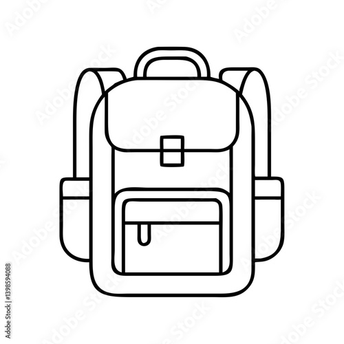 A Simple Line Drawing of a Classic Backpack for Travel and School