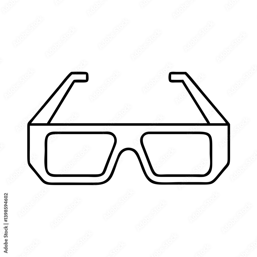 A simple line drawing of a pair of 3D movie glasses for watching stereoscopic films