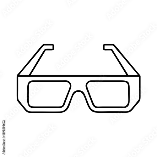 A simple line drawing of a pair of 3D movie glasses for watching stereoscopic films