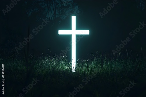 Wallpaper Mural A white glowing cross on black background Torontodigital.ca