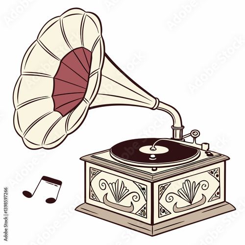 old gramophone isolated on white