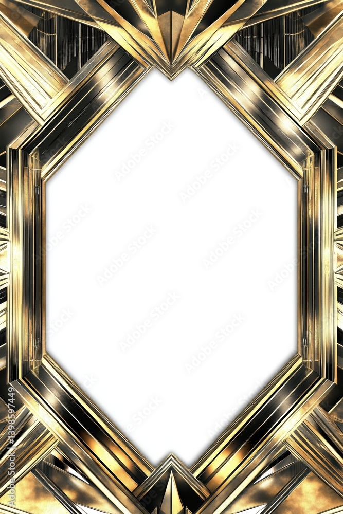 Classic Art Deco border featuring sharp gold lines and minimalist luxury