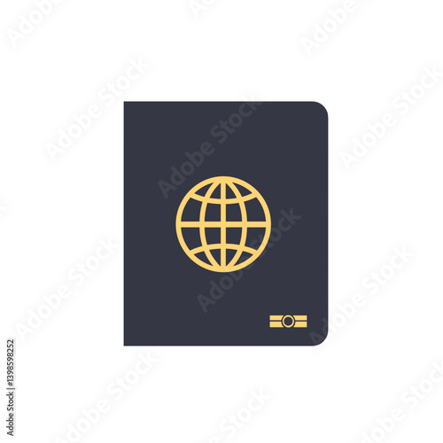 Dark travel passport with golden globe icon

