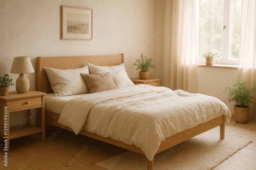 Cozy and Tranquil Bedroom With Natural Light and Soft Linens in a Modern Home Setting