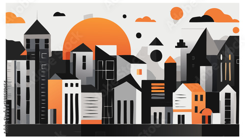 Minimalist Abstract Vector Pattern with Accent Colors