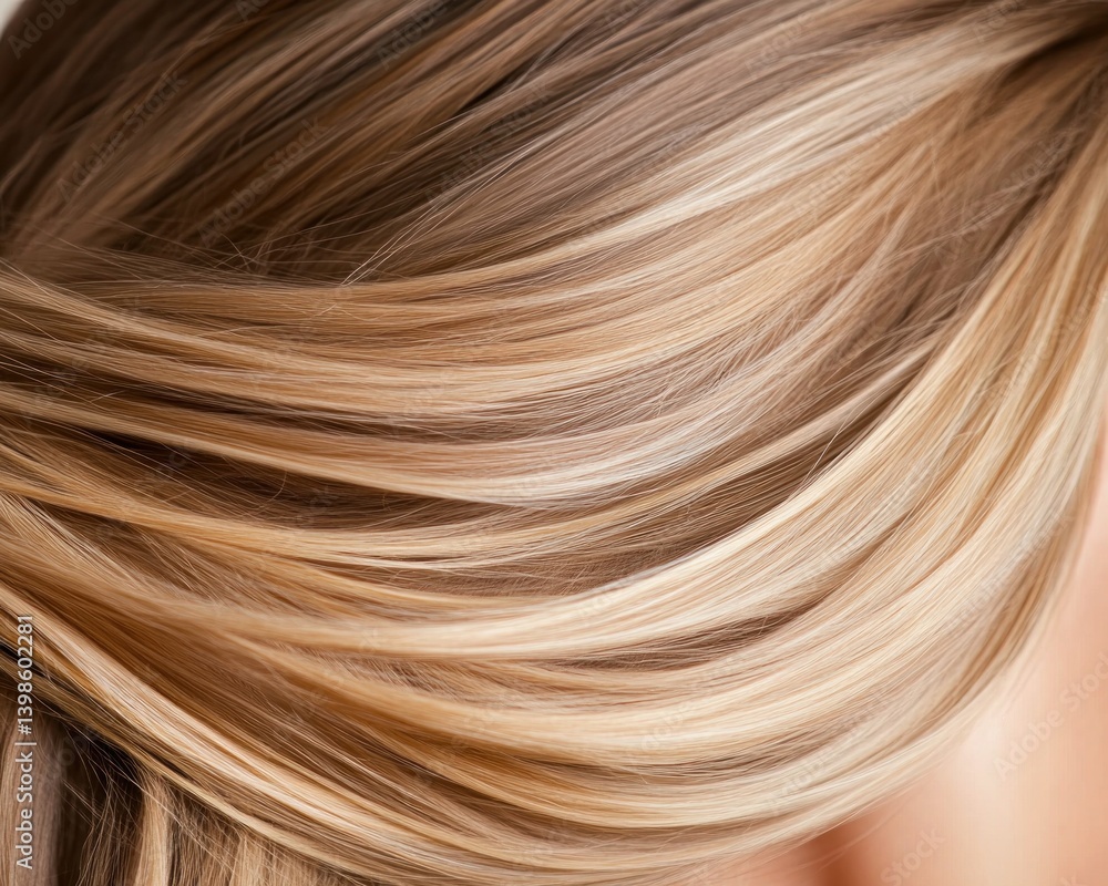 Fototapeta premium Close up blonde brunette human hair color gradient texture hairstyle beauty background
