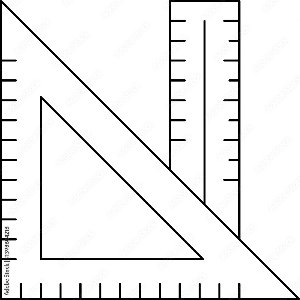 Fototapeta premium Ruler and Set Squate single vector illustration icon