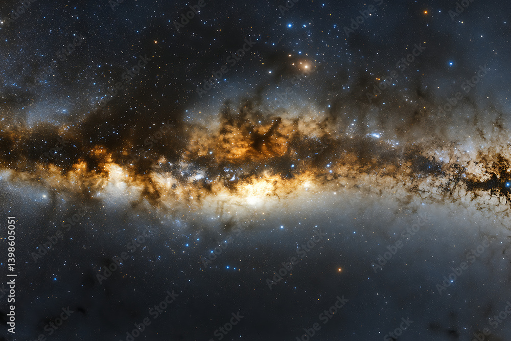 Obraz premium The Milky Way galaxy, viewed from Earth's surface with the vast expanse of stars visible in the dark night sky.