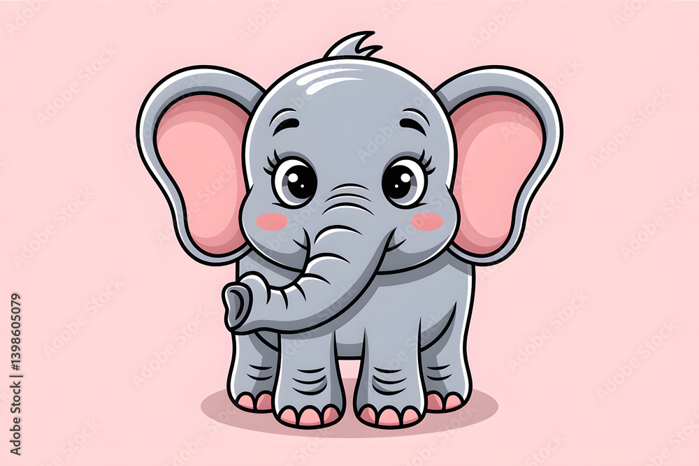 Fototapeta premium Adorable Baby Elephant Illustration