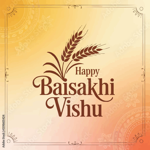 Vaisakhi Baisakhi Vishu Festival Vector Illustration with Traditional Celebration Elements