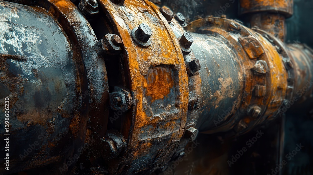 Aged and corroded water lines fittings pipeline maintenance. Aged and corroded water lines fittings pipeline maintenance.