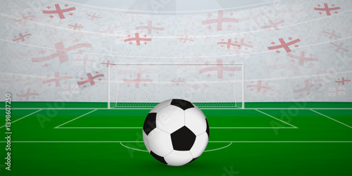 Georgian Football Arena Full of Fans with National Flags, Sports Event Illustration.