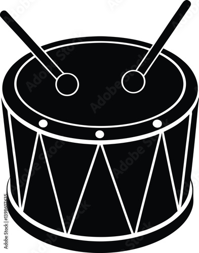 Toy Icon Drum Silhouette Vector | Minimal Drum Clipart for Cricut, Print and Illustration
