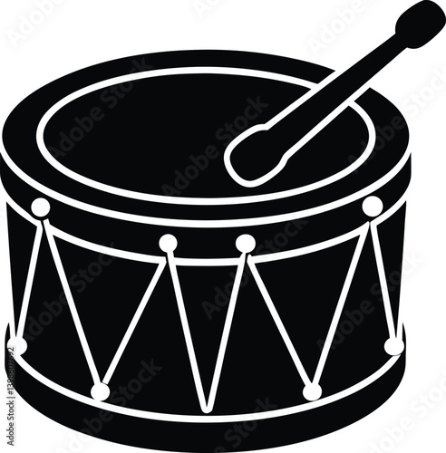 Toy Icon Drum Silhouette Vector | Minimal Drum Clipart for Cricut, Print and Illustration