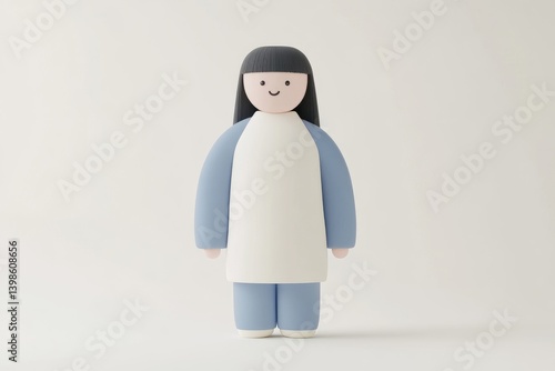 Smiling, stylized girl figure