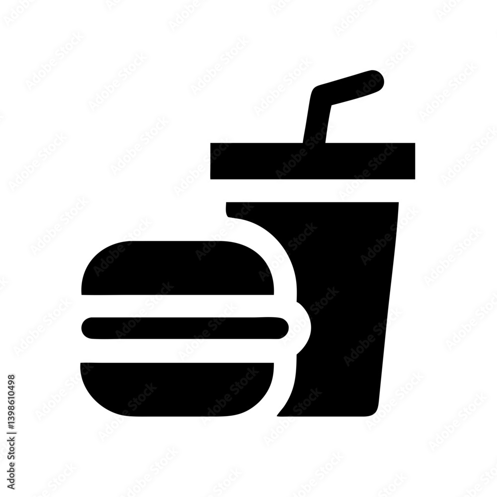Obraz premium hamburger soda glyph vector flat icon
