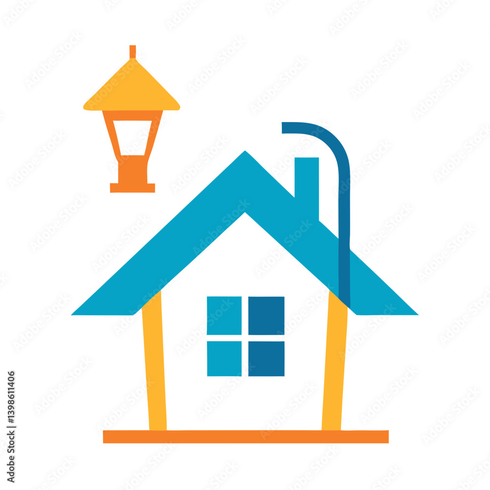 Bright House with Lamp Logo Design for Home, Comfort, and Lighting Themes Bright House with Lamp Logo Design for Home, Comfort, and Lighting Themes