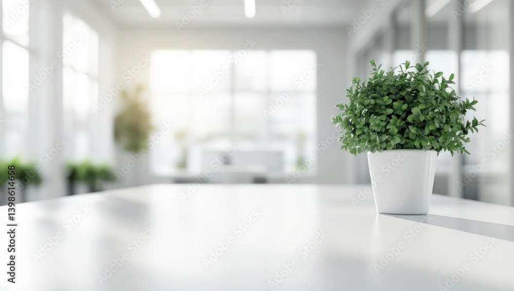 Serene Office Plant: Minimalist Workspace with Greenery Serene Office Plant: Minimalist Workspace with Greenery