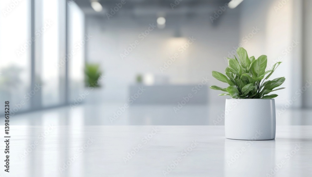 Modern Minimalist Office Plant, Serene Workspace Modern Minimalist Office Plant, Serene Workspace
