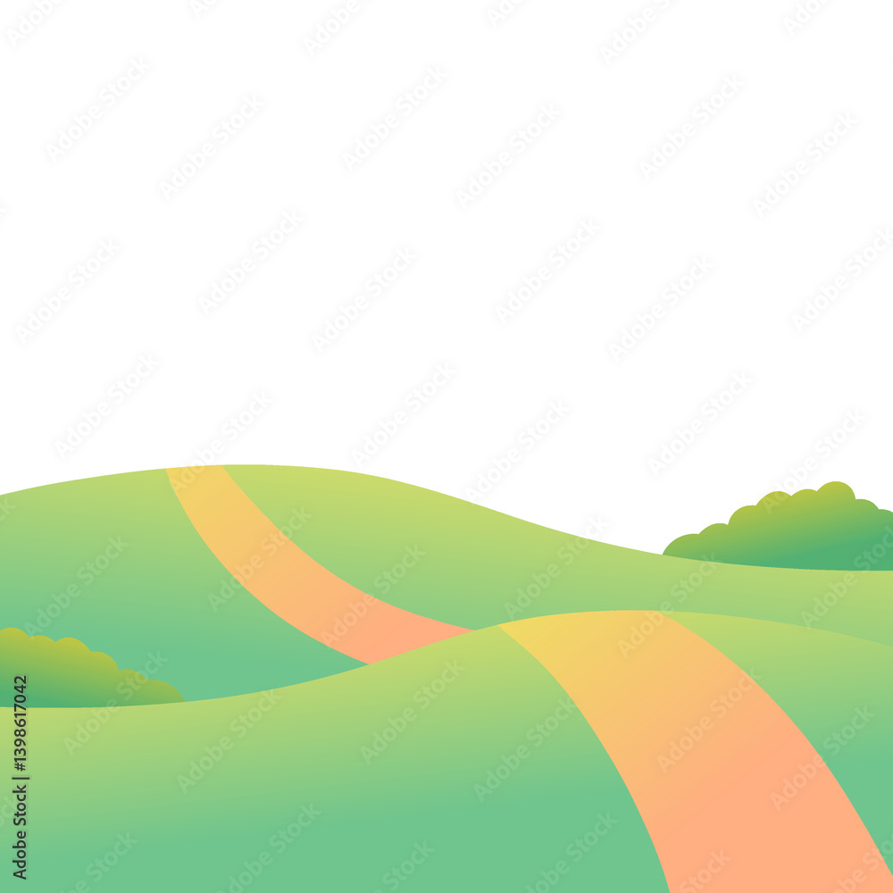 Obraz premium Green Grassland Illustration