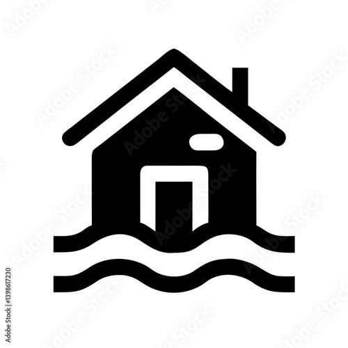 house flood  vector flat icon