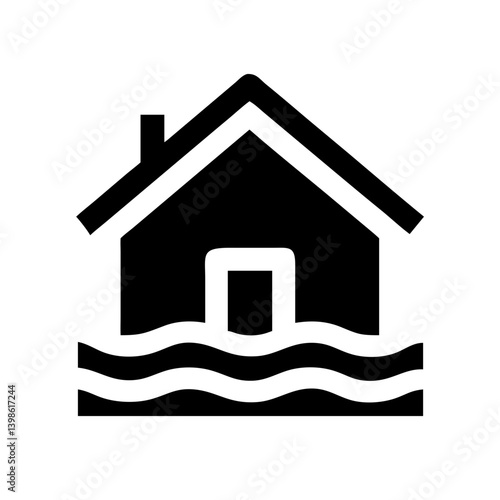 house flood  vector flat icon
