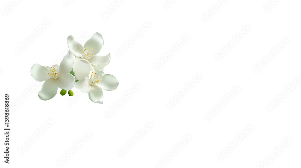 Naklejka premium white flowers on a transparent background, PNG image, PNG file, Generative art.