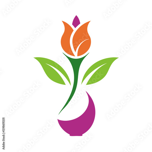 Elegant Flower Vase Logo Design for Florist, Home Decor, and Botanical Branding on White Background