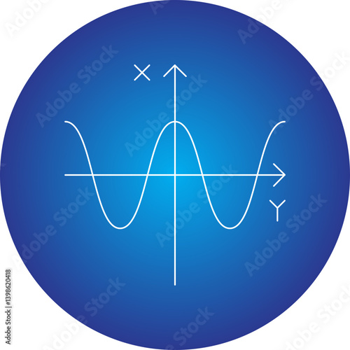 Cosine Graph single vector illustration icon