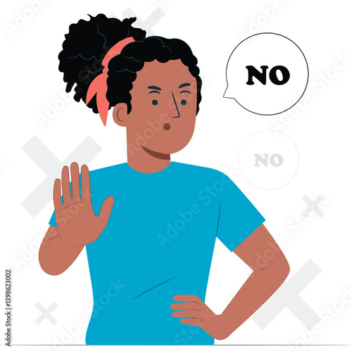 Woman with afro hair saying no