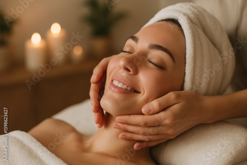 Relaxation During a Soothing Facial Treatment in a Tranquil Spa Environment