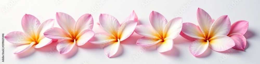 Delicate flower petals unfold on a crisp white surface, pure, delicate, floral Delicate flower petals unfold on a crisp white surface, pure, delicate, floral