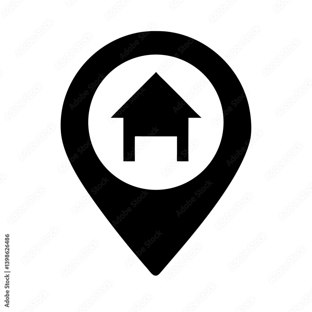 map marker home glyph vector flat icon map marker home glyph vector flat icon