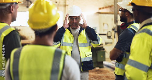 Slika na platnu People, meeting and manager on site of construction planning with building, maintenance or repair