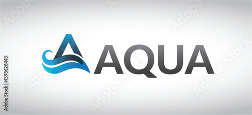 Creative Letter A Water Wave Text Aqua Word Vector Symbol Design Illustration