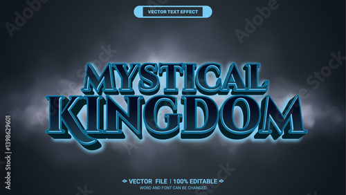 Mystical kingdom vector text effect. Fantasy medieval 3d editable text effect for royal titles, game logos, and vintage posters.