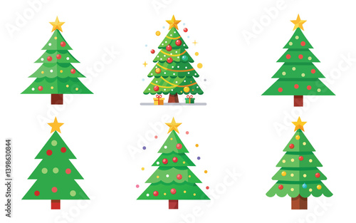  Christmas tree Bending vector Art illustration on white background