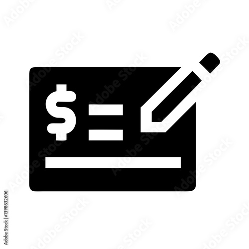 money check edit alt glyph  vector flat icon