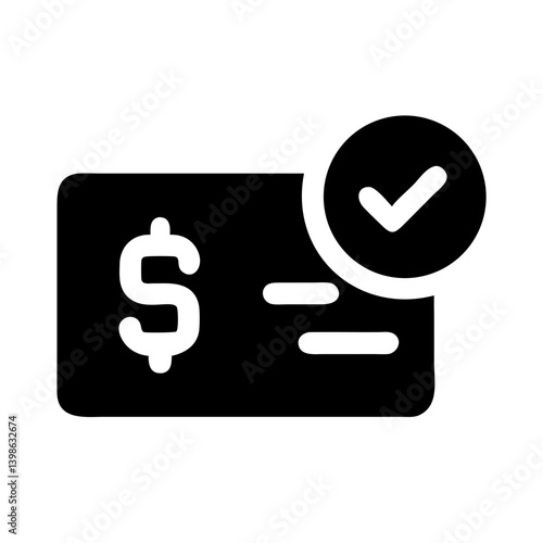 money check glyph  vector flat icon