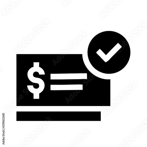 money check glyph  vector flat icon