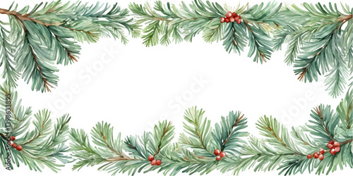 watercolor Poinsettias and Pine Branches wreath on white background, Set of rosemary and cranberries wreath and cliparts, Christmas flowers watercolor cliparts, Christmas wreath PNG image