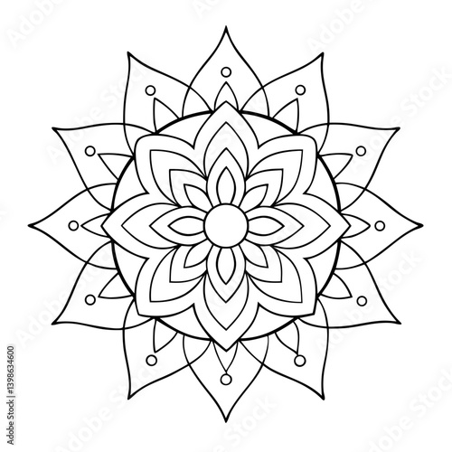 Sea Mandala Outline Coloring Book Page for Relaxation and Creativity