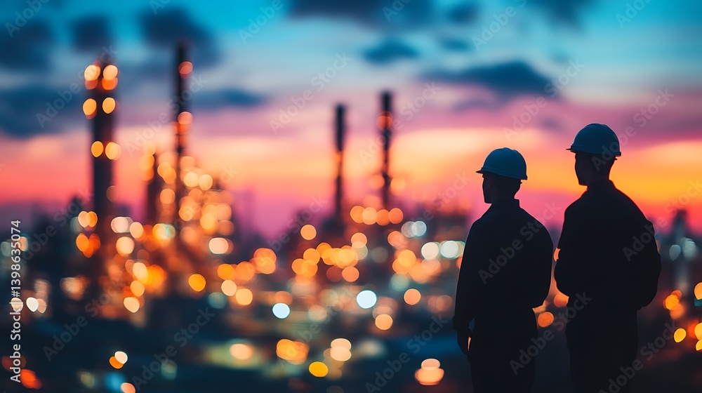 A Seamless Panoramic Shot of an Oil Refinery Featuring Its Entire Layout from the Tanks and Towers to the Distant Processing Plants