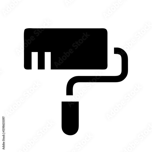 paint roller glyph  vector flat icon